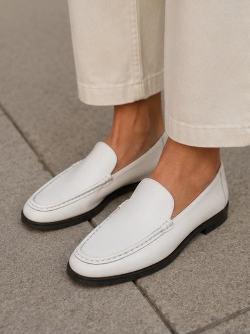 Everlane White Leather Penny Loafers